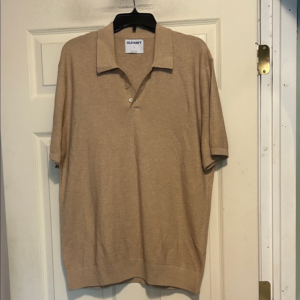 Old Navy Polo Sweater Shirt Size Large Tan